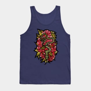 Snake And Roses Stained Glass Tank Top